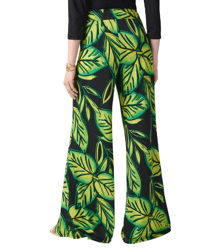 Leaf Print Wide Leg Pants Style - Multi