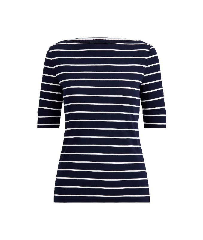 Striped Boatneck Top - Navy