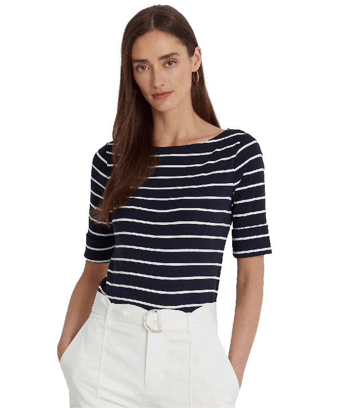 Striped Boatneck Top - Navy