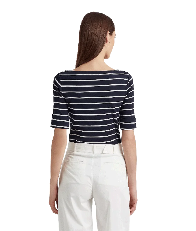 Striped Boatneck Top - Navy