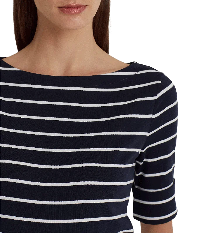 Striped Boatneck Top - Navy