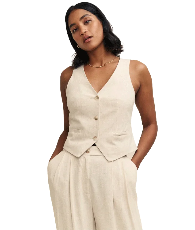 Linen-blend Victoria Waistcoat - Cream