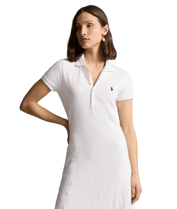 Eyelet Polo Dress - White