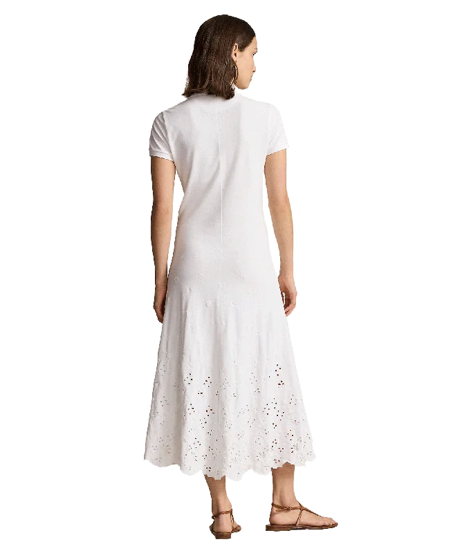 Eyelet Polo Dress - White