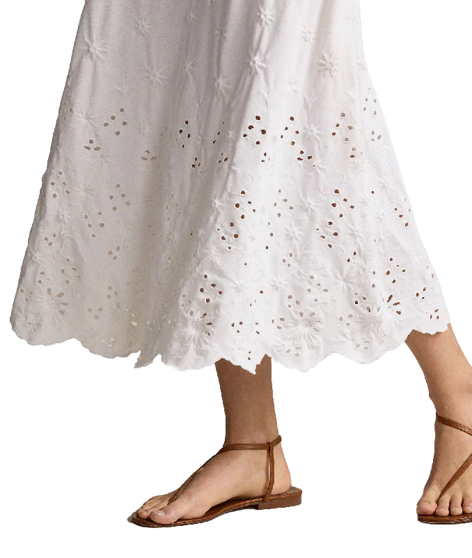 Eyelet Polo Dress - White