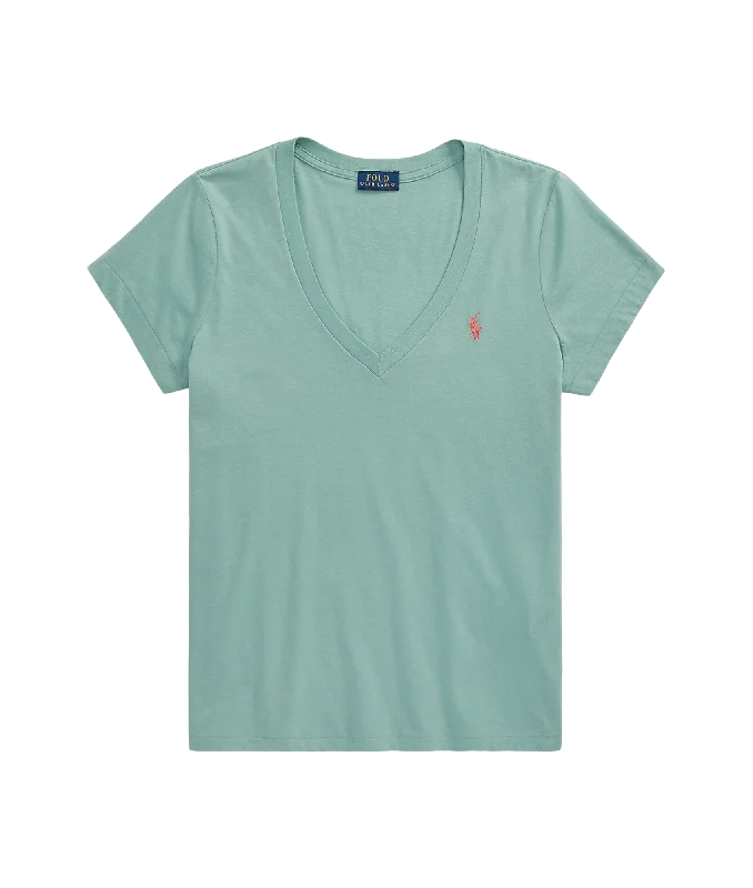 Cotton Jersey V-neck Tee - Green