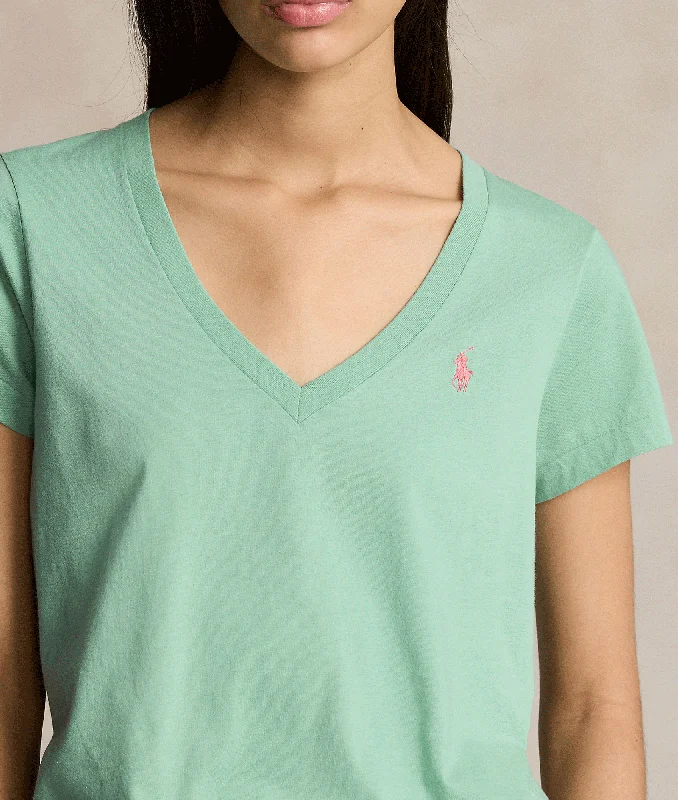 Cotton Jersey V-neck Tee - Green