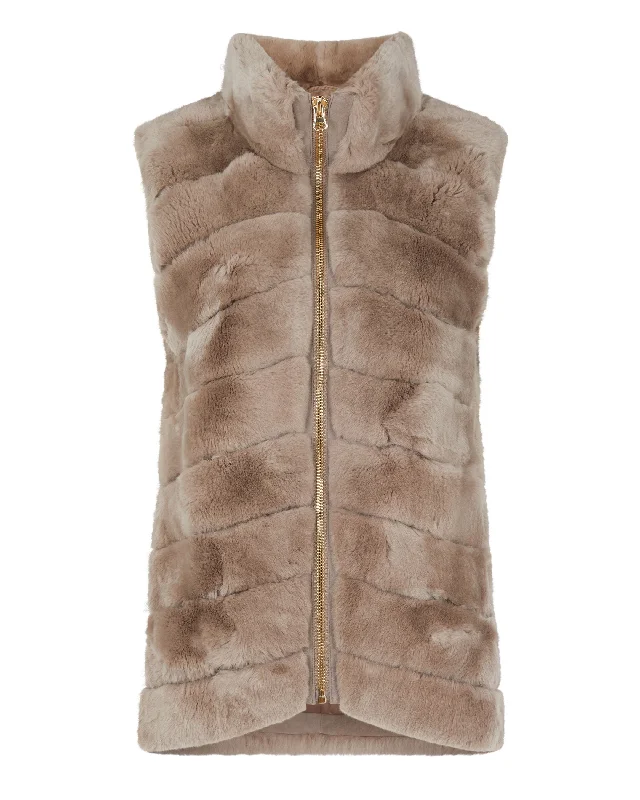 Women's Nova Fur Gilet Taupe Brown