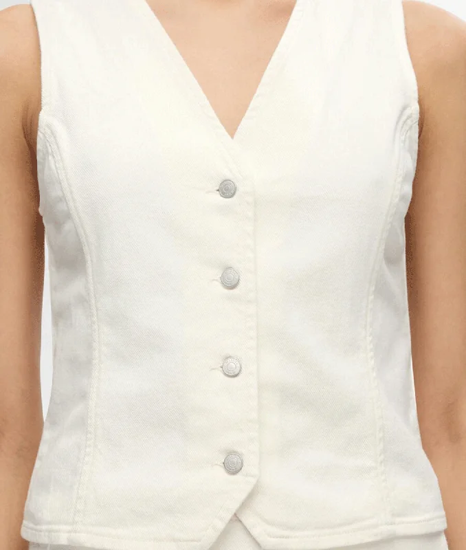 Denim Waistcoat - Cream