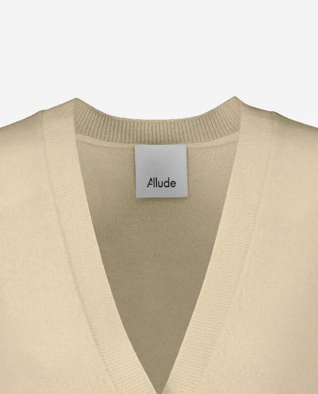 V-Strickjacke aus Cashmere-Mischung in Beige