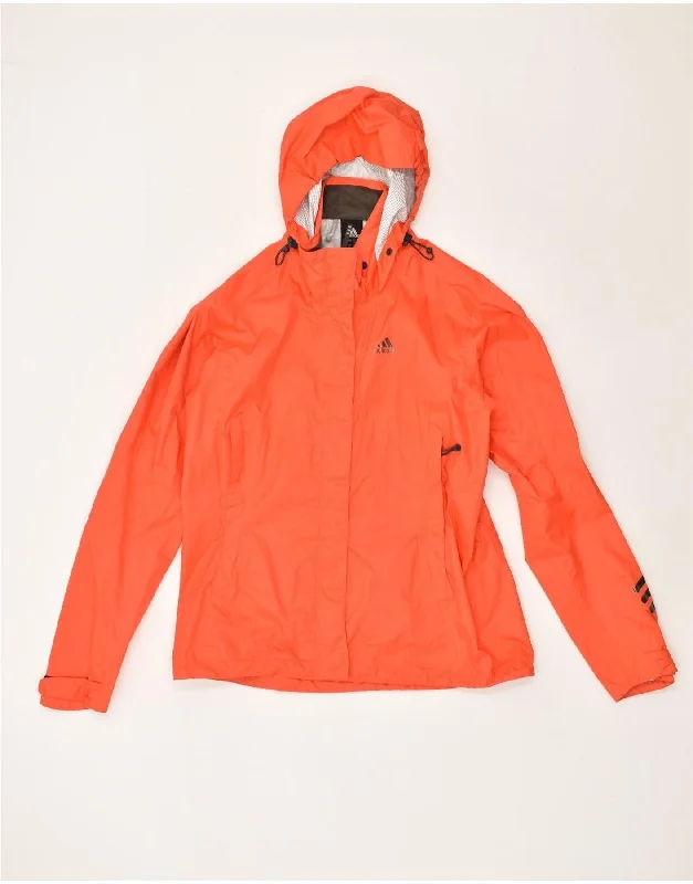 ADIDAS Womens Clima Proof Hooded Rain Jacket UK 12 Medium  Orange Nylon