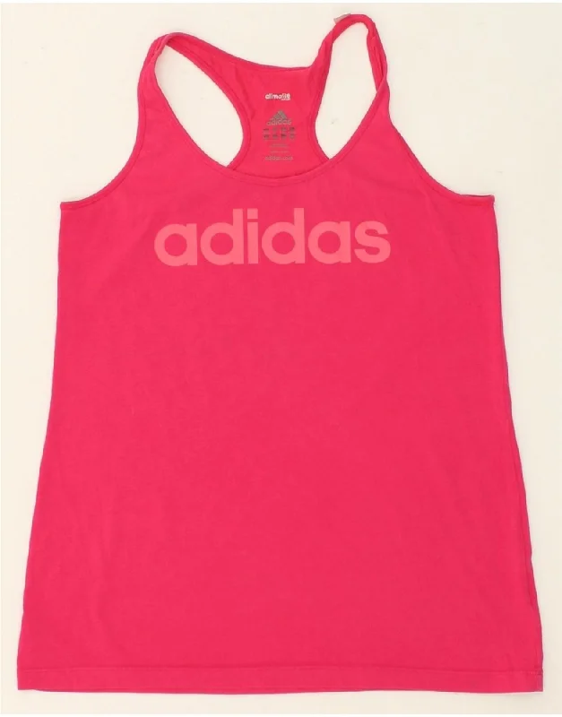 ADIDAS Womens Climalite Graphic Vest Top UK 12/14 Medium Pink