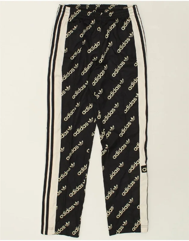 ADIDAS Womens Graphic Tracksuit Trousers UK 6 XS Black Geometric Polyester