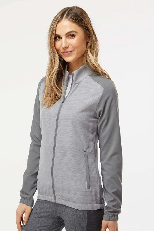 Adidas Womens Colorblock Water Resistant Full Zip Windshirt Jacket - Grey/Heather Grey - NEW