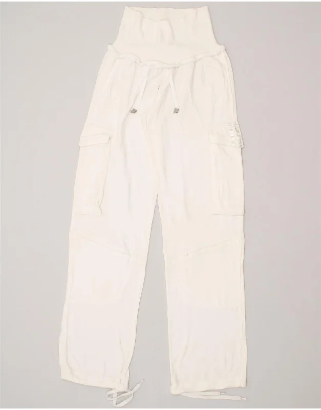 ADIDAS Womens Mom High Waist Cargo Tracksuit Trousers UK 12 Medium White