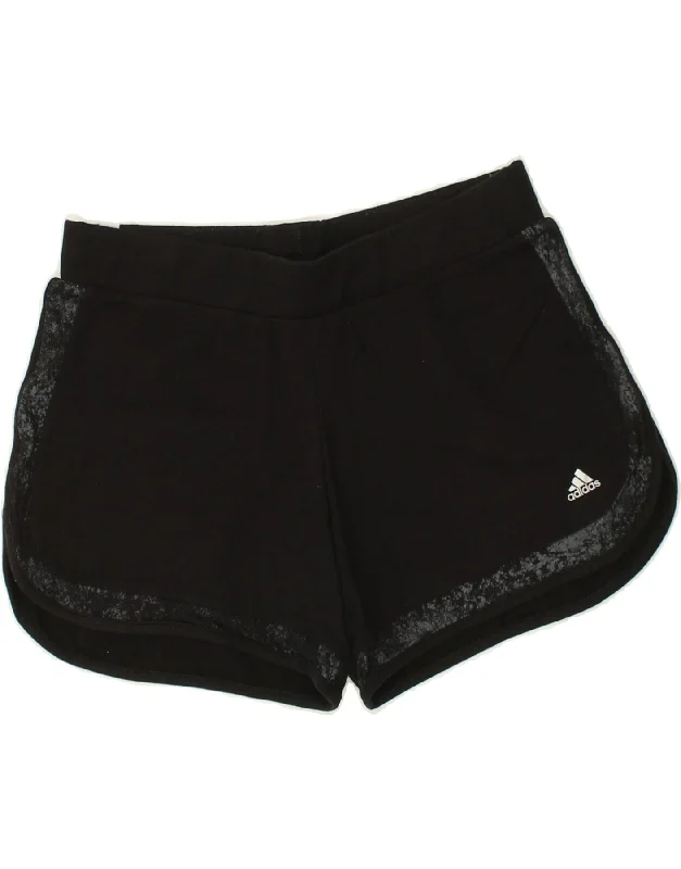 ADIDAS Womens Sport Shorts UK 14 Medium Black Cotton