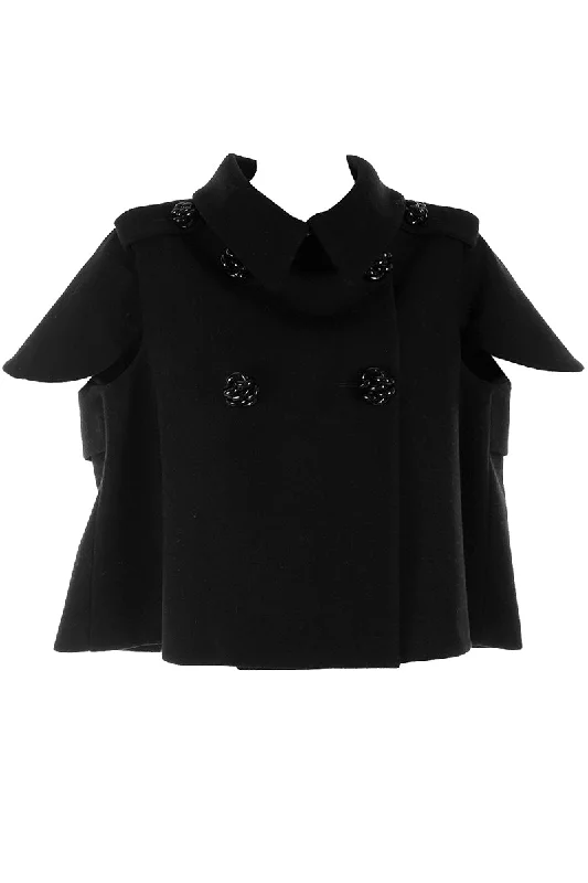 Alexander McQueen Black Wool Sculptured Capelet Jacket The Horn of Plenty Runway 2009