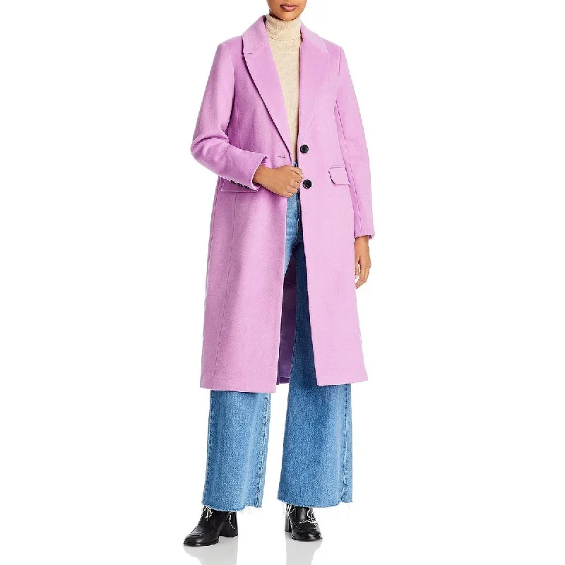 Aqua Womens Wool Blend Button Walker Coat