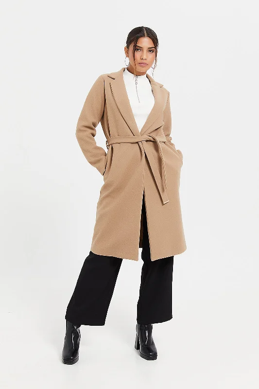 Women Beige Long Coat