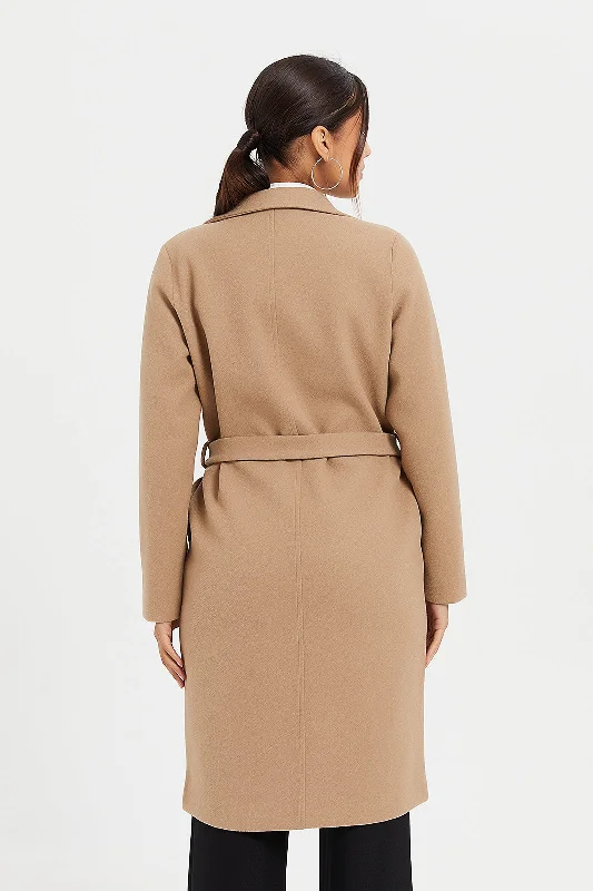 Women Beige Long Coat