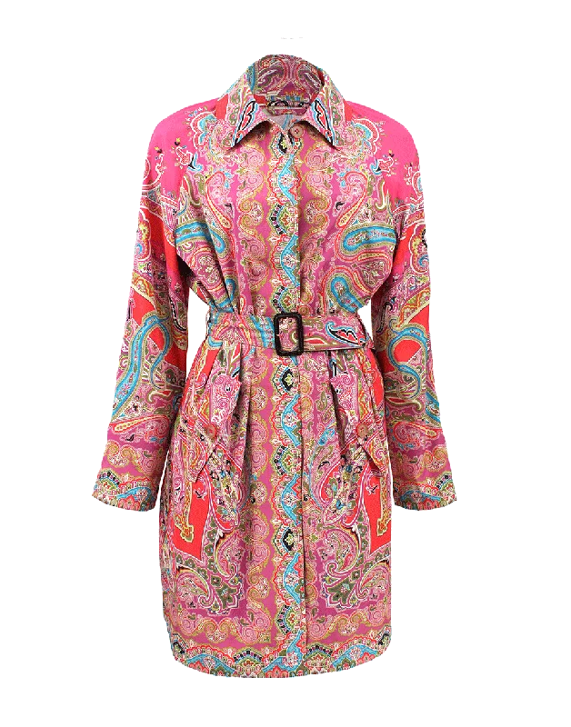 Belted Paisley Trench