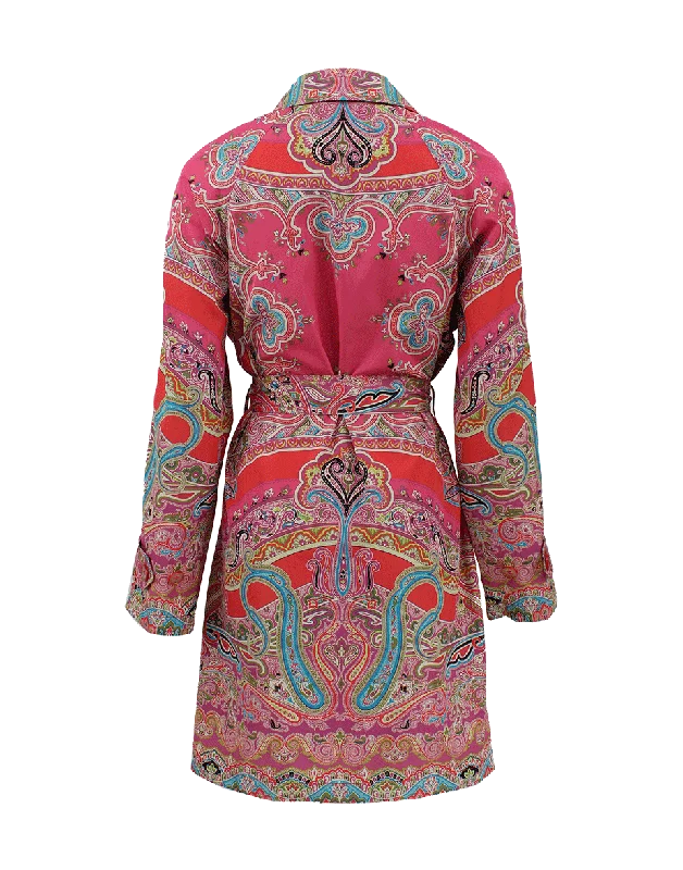 Belted Paisley Trench