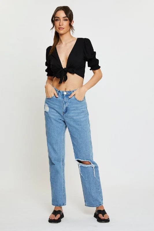 Black Crop Bolero Short Sleeve