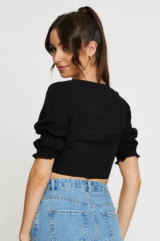 Black Crop Bolero Short Sleeve