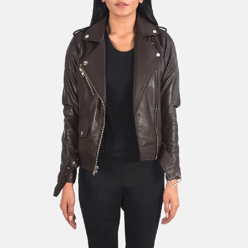 Brown Leather Jacket Women For Bikers