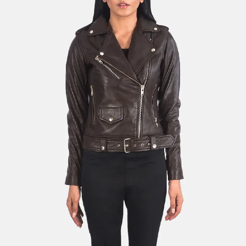 Brown Leather Jacket Women For Bikers