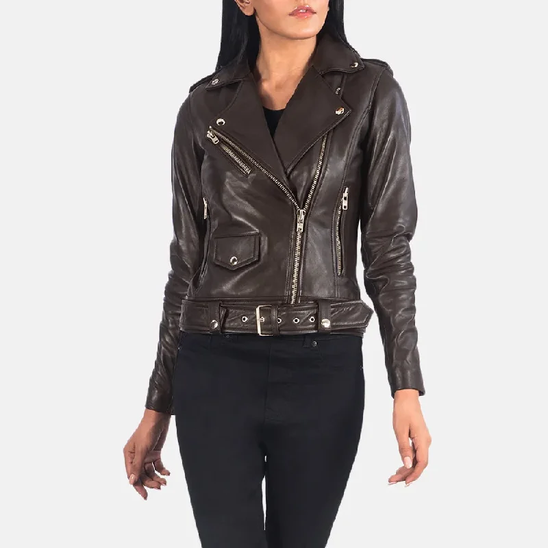 Brown Leather Jacket Women For Bikers