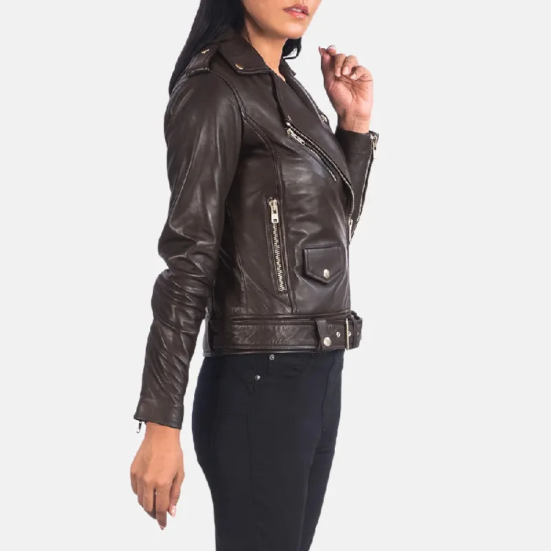 Brown Leather Jacket Women For Bikers