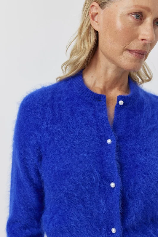 Brushed Cashmere Cardigan - Cobalt