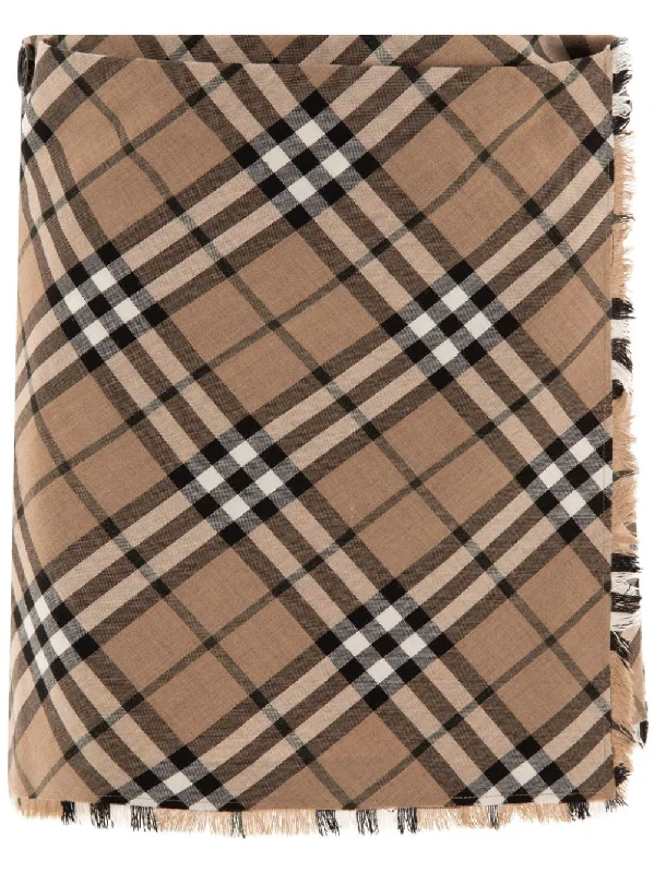 BURBERRY Women Check Wool Kilt