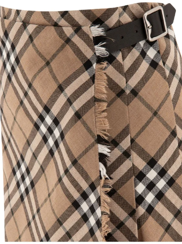 BURBERRY Women Check Wool Kilt