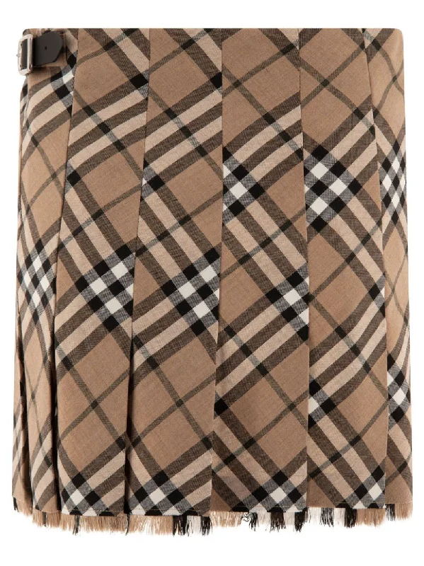 BURBERRY Women Check Wool Kilt