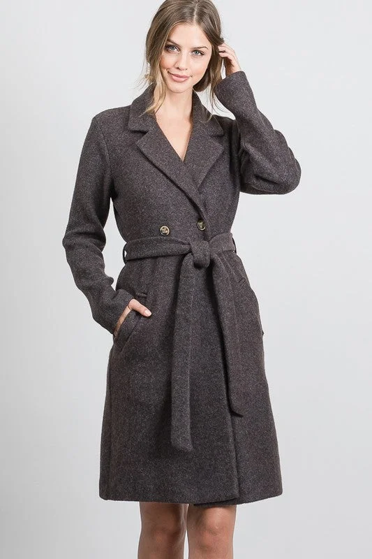 Carina, Faux wool double breasted belted coat