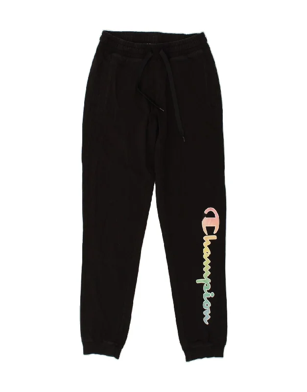 CHAMPION Womens Graphic Tracksuit Trousers Joggers UK 6 XS Black