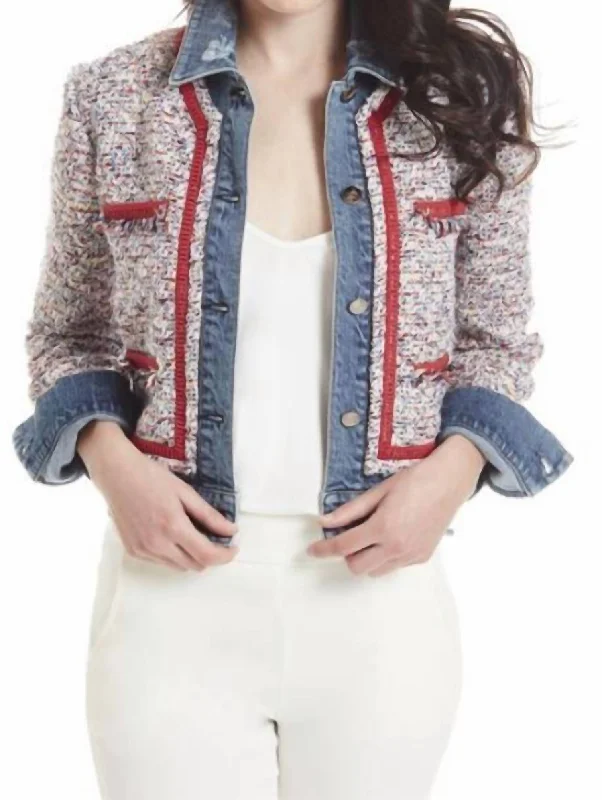 Denim And Tweed Jacket In Blue And White