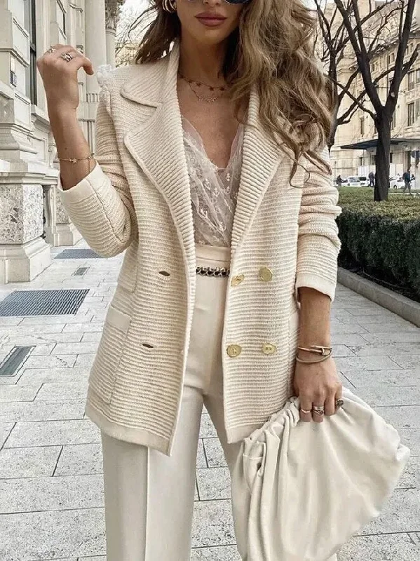 Double-Breasted Button Blazer