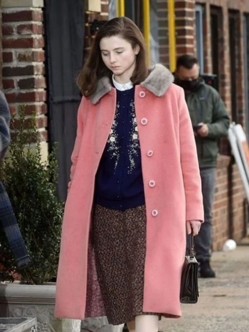 Eileen 2023 Thomasin McKenzie Pink Coat