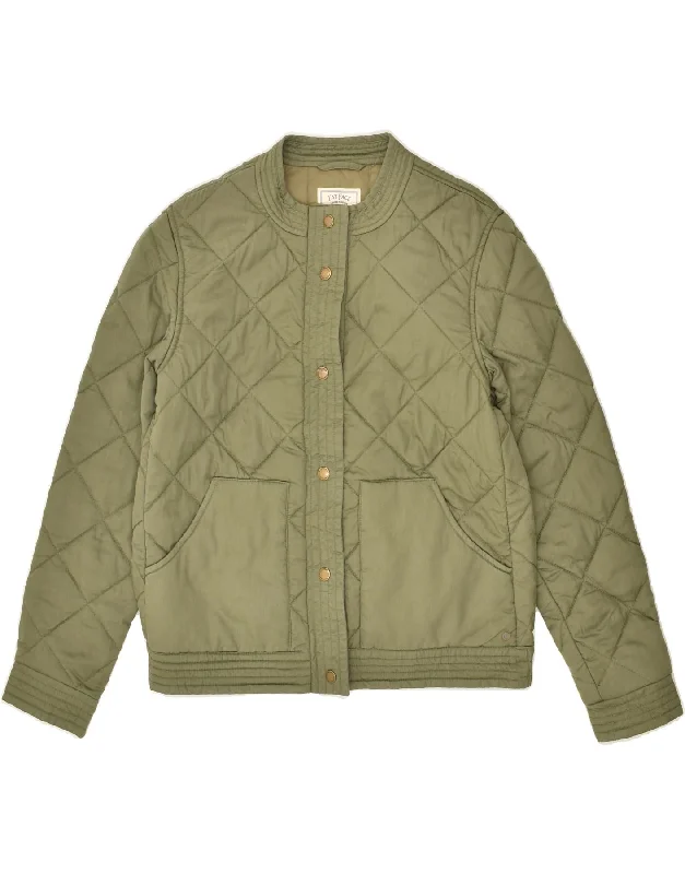 FAT FACE Womens Quilted Jacket UK 10 Small Green Cotton