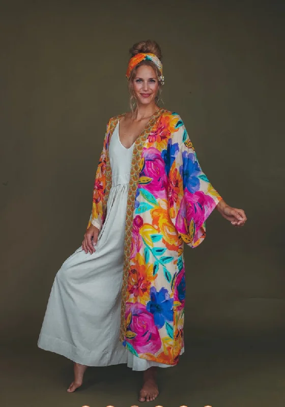 Powder Floral Frenzy Kimono Gown