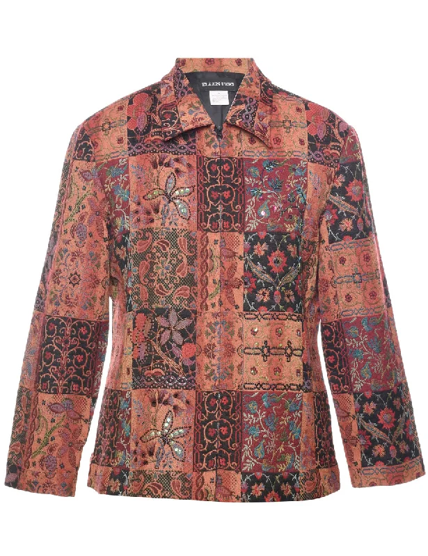 Floral Pattern Tapestry Jacket - L