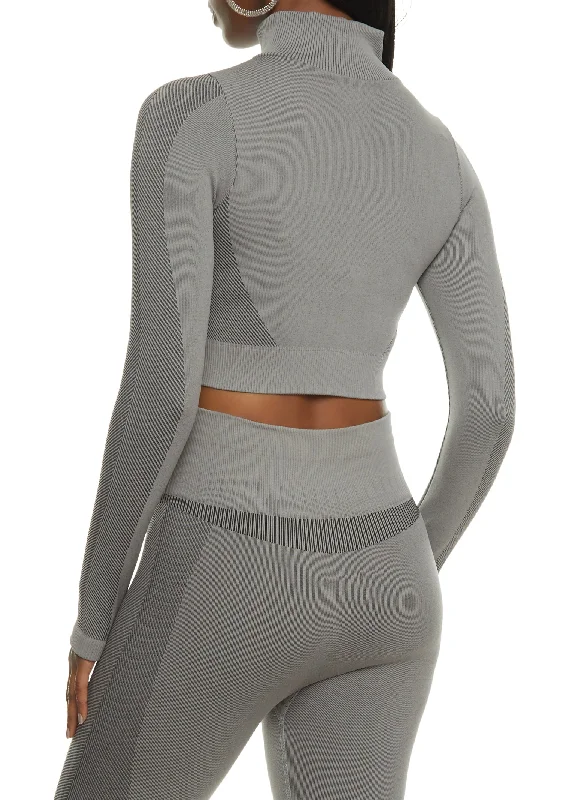 Seamless Stripe Detail Cropped Track Jacket