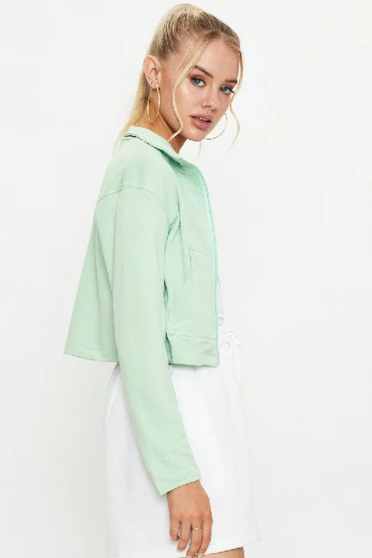 Green Zip Front Track Jacket