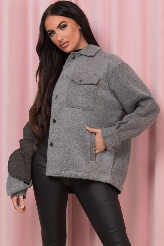 Grey Oversized Shacket Soft Touch