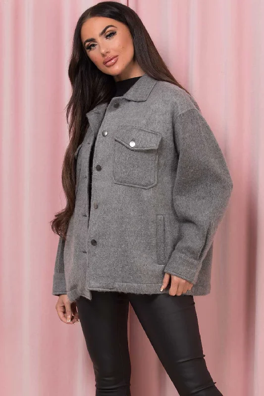 Grey Oversized Shacket Soft Touch