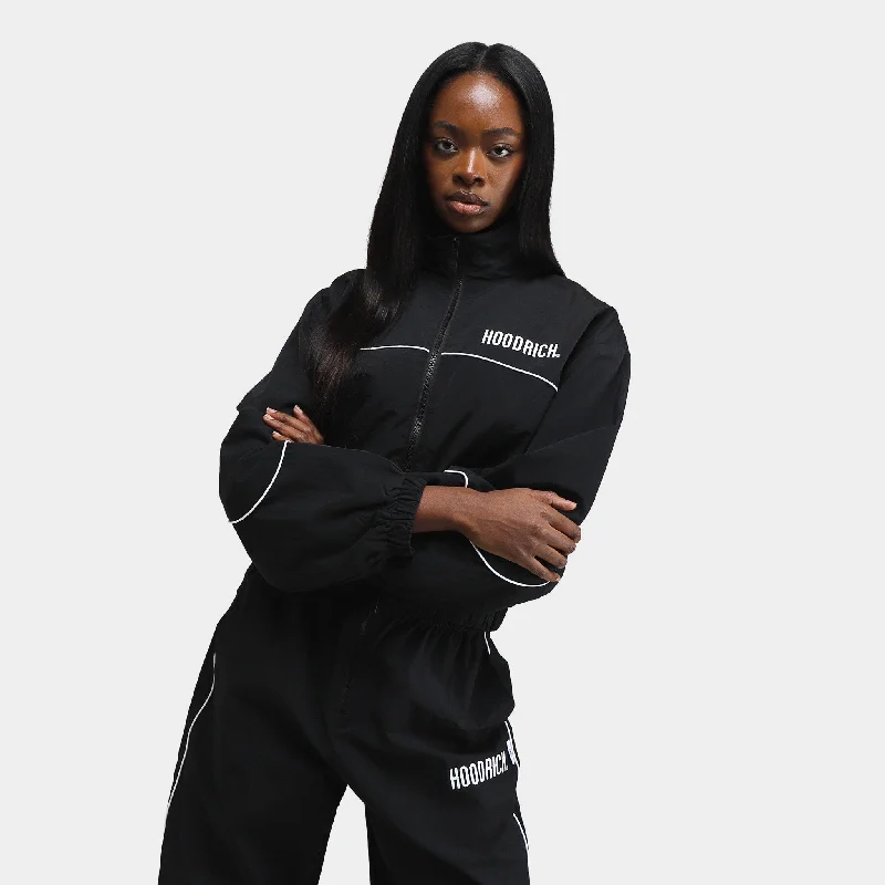 Hoodrich Women's OG Motion Cropped Woven Track Top Black / White