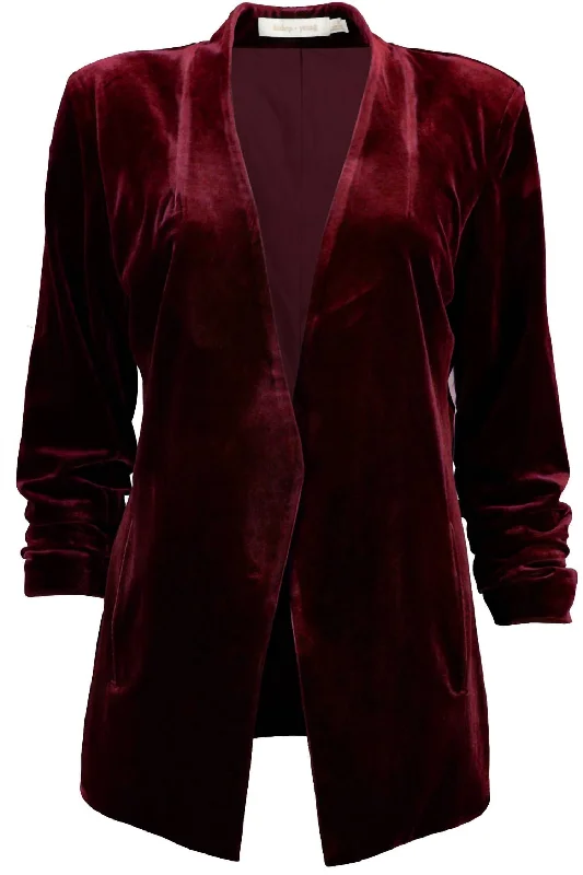 Icon Velvet Blazer In Ruby